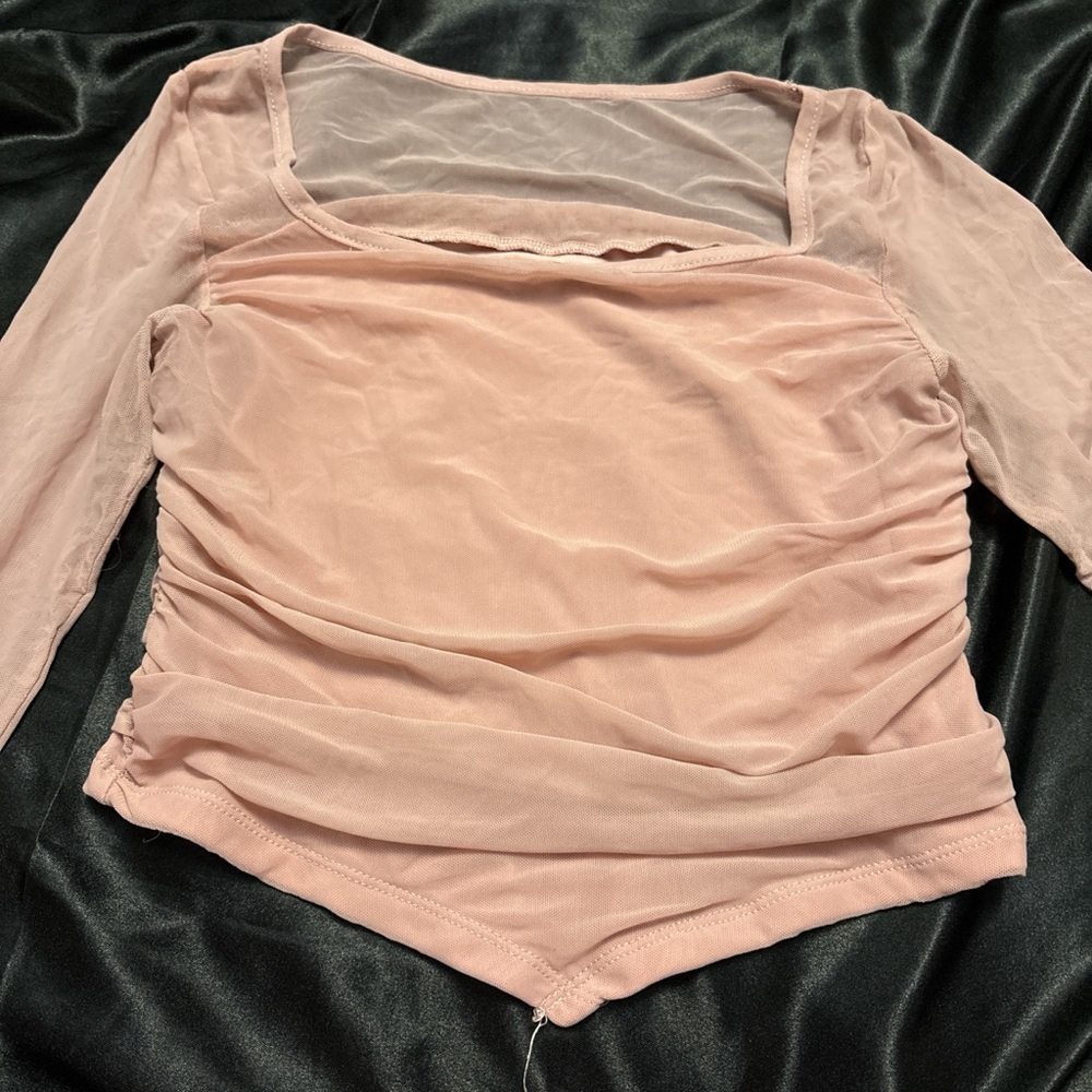 SHEIN Blush Pink Sheer Bodysuit